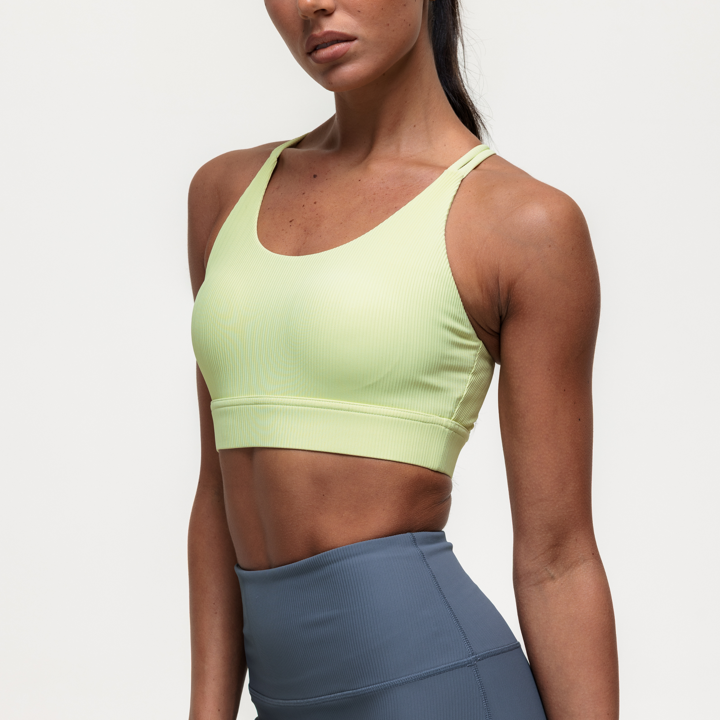 Namaste Ribbed Medium Support Bra - Lime