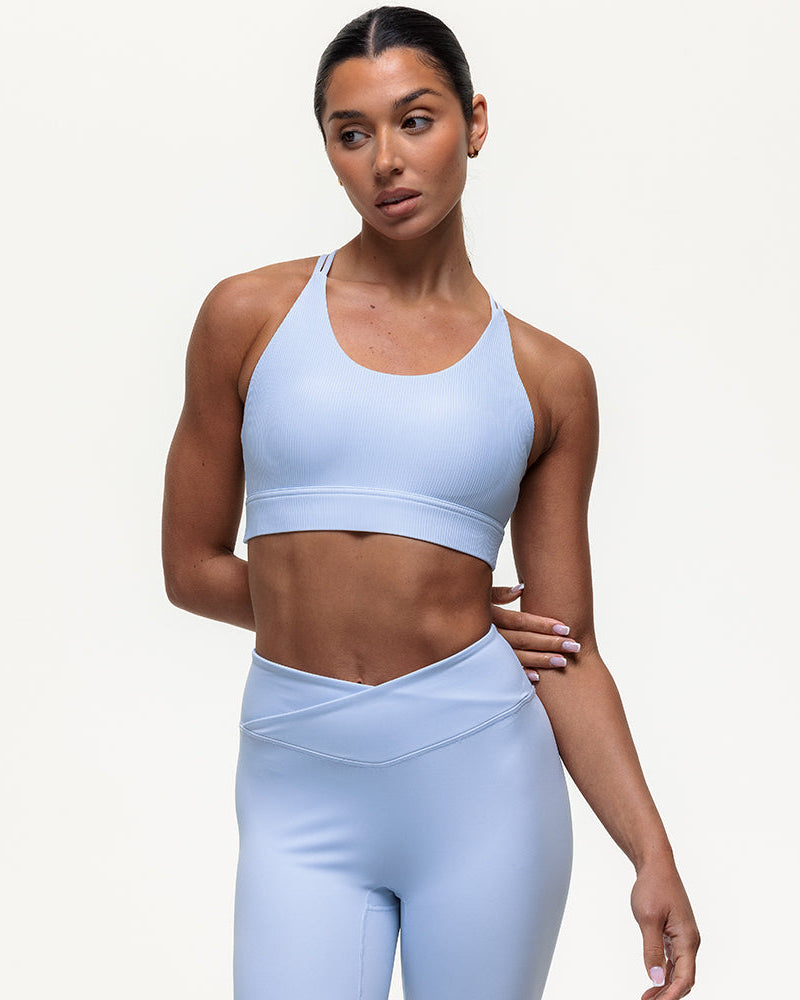 Namaste Ribbed Medium Support Bra - Cashmere Blue