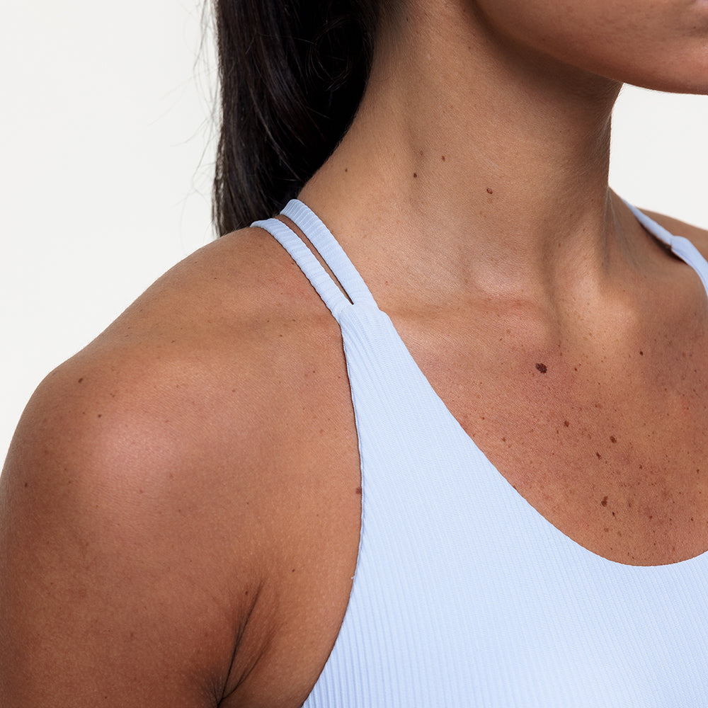 Namaste Ribbed Medium Support Bra - Cashmere Blue