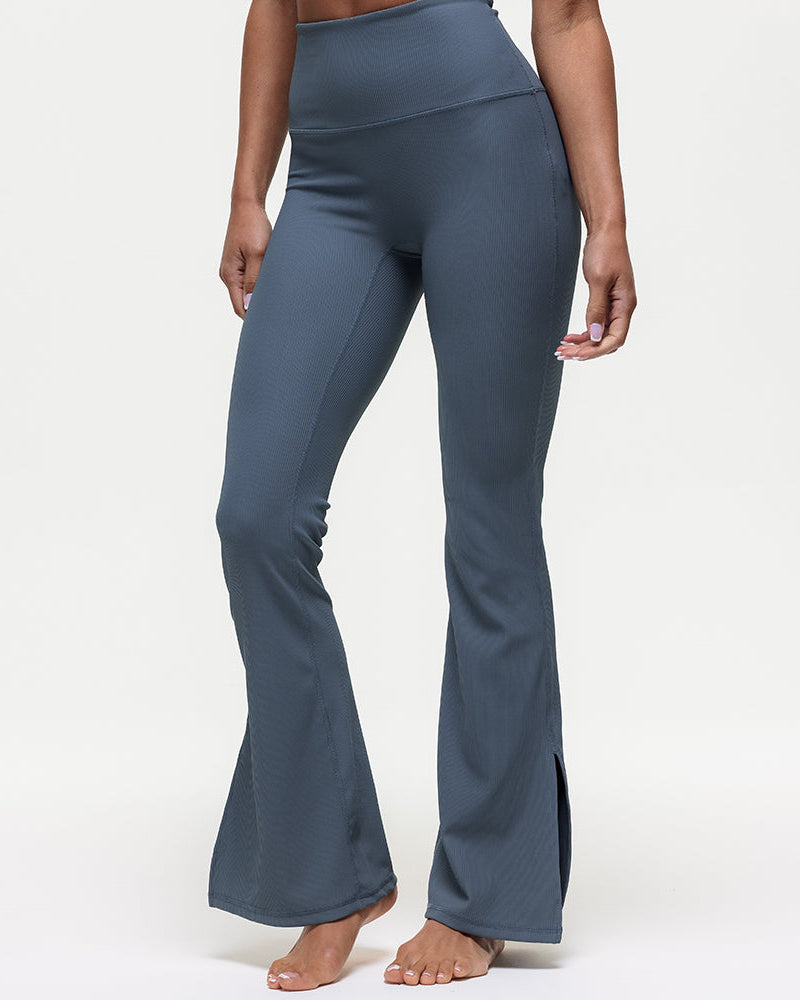 Maya Ribbed Flare Leggings - Graphite