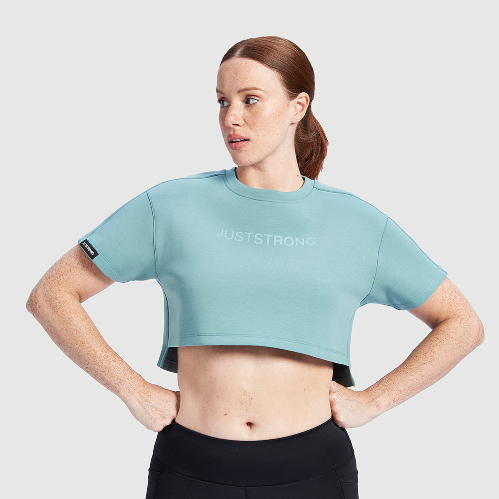 Teal Oversized Athletic Cropped Tonal T-Shirt