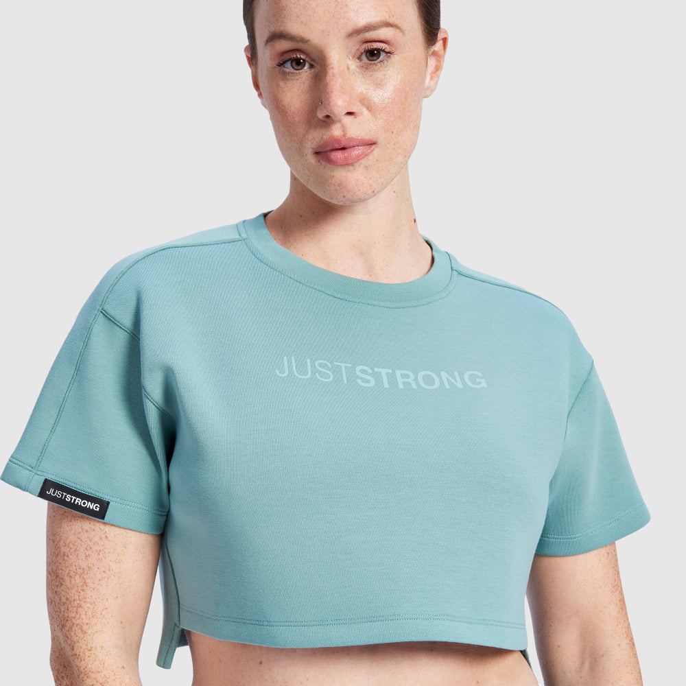 Teal Oversized Athletic Cropped Tonal T-Shirt