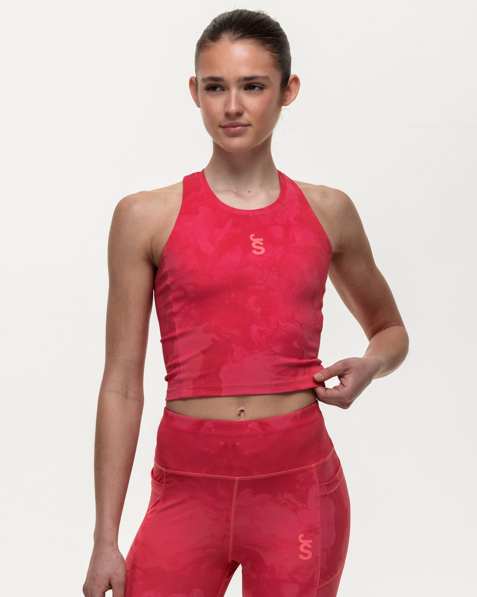 Training Crop Tank - Coral Marble