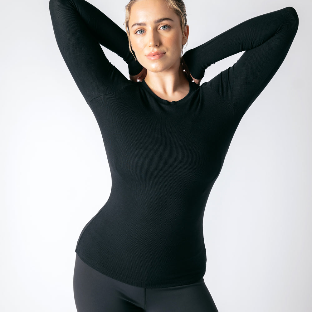 Long Sleeve Workout Tee - Black Onyx