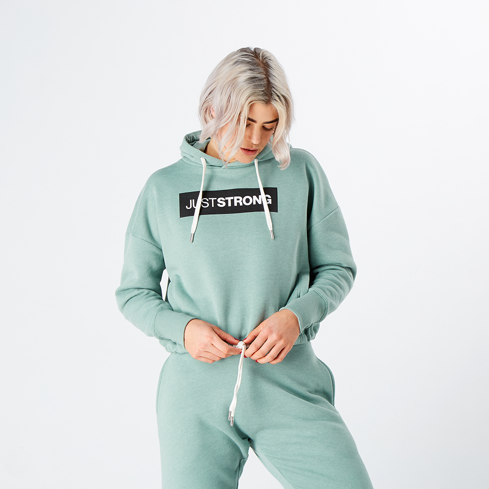 Moss Green Marl Relax Cropped Hoodie